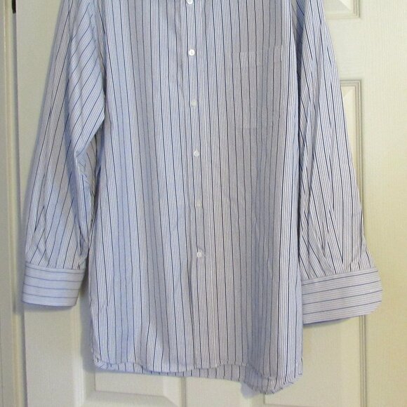 Men's BREUER Dress Shirt Made in Italy Blue & Gray Size 17 X 33 - Picture 2 of 4
